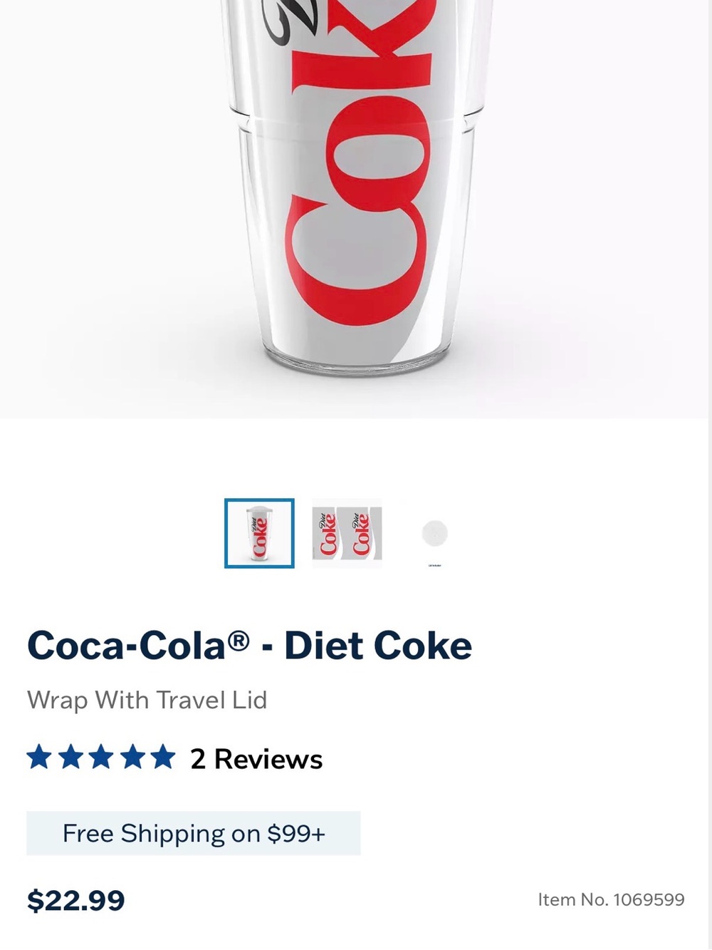 Tervis White and Red Diet Coke Tumbler